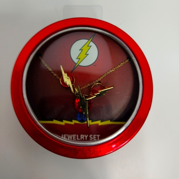 DC Comics Flash Necklace and Earring Set in Tin Red - Picture 1 of 7